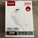 DPOW-J8266 - Chargeur rapide USB-C + USB-A norme PowerDelivery iPhone et QC3.0