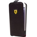 FEFLIPIP5NOIRPERFO - Etui coque Ferrari New Challenge cuir noir perforé iPhone 5s FECHFPFLP5