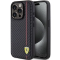 FEHCP15LN3DUR - Coque Ferrari iPhone 15 PRO aspect carbone ligne rouge coloris noir