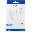 FP-COMBOTYPEC12W - Chargeur secteur 12W sortie USB + Câble en USB-C de FairPlay coloris blanc