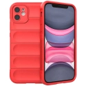 IX008-IP11ROUGE - Coque iPhone 11 antichoc relief texturé coloris rouge