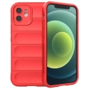 IX008-IP12ROUGE - Coque iPhone 12 antichoc relief texturé coloris rouge