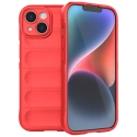 IX008-IP15ROUGE - Coque iPhone 15 antichoc relief texturé coloris rouge