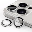 RINGLENS-IP15PROBLANC - Vitre protection appareil photo iPhone 15 Pro / 15 Pro Max verre anneau aluminium Titanium Blanc