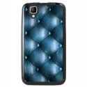 TPU1GOACAPITONEBLEU - Coque Souple en gel noir pour Wiko Goa avec impression Motifs effet capitonné bleu