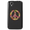 TPU1GOAPEACELOVE - Coque Souple en gel noir pour Wiko Goa avec impression Motifs Peace and Love fleuri