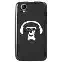 TPU1GOASINGECASQUE - Coque Souple en gel noir pour Wiko Goa avec impression Motifs singe avec son casque