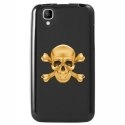 TPU1GOASKULLOR - Coque Souple en gel noir pour Wiko Goa avec impression Motifs tête de mort aspect or