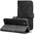 WALLTENDER-A14NOIR - Etui type portefeuille Galaxy A14(4G/5G) noir apect nubuck avec rabat latéral fonction stand