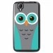 TPU1GOACHOUETTE1 - Coque Souple en gel noir pour Wiko Goa avec impression Motifs chouette bleue et grise