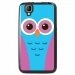 TPU1GOACHOUETTE3 - Coque Souple en gel noir pour Wiko Goa avec impression Motifs chouette rose et bleue