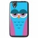 TPU1GOACHOUETTE4 - Coque Souple en gel noir pour Wiko Goa avec impression Motifs chouette endormie rose et bleue