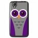 TPU1GOACHOUETTE5 - Coque Souple en gel noir pour Wiko Goa avec impression Motifs chouette mauve et grise