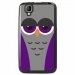 TPU1GOACHOUETTE6 - Coque Souple en gel noir pour Wiko Goa avec impression Motifs chouette endormie mauve et grise