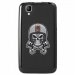 TPU1GOASKULLCASQUE - Coque Souple en gel noir pour Wiko Goa avec impression Motifs tête de mort avec un casque de moto