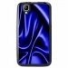 TPU1GOASOIEBLEU - Coque Souple en gel noir pour Wiko Goa avec impression Motifs soie drapée bleue